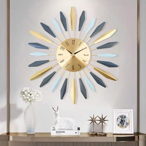 GANDDOBE große Wanduhr Metall dekorativ, 70 cm Mid Century Silent Non-Ticking, Modern Home Dekorationen für Wohnzimmer, Schlafzimmer, Esszimmer, Büro