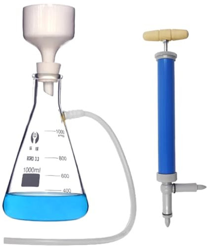 Kompletter Vakuumfiltersatz mit Filterkolben, Handvakuumpumpe und Buchner Trichter (1000ml)