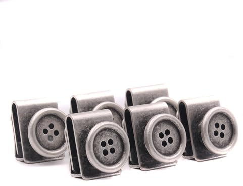 Hosenträgerknöpfe 6er Pack Hosenklammer und Hosenträgerknöpfe silber. Knöpfe für Hosenträger. (Silber)