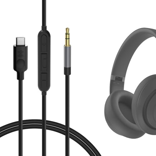 GEEKRIA USB-C Digital-zu-Audio-Kabel mit Mikrofon, kompatibel mit Beats Studio Pro Skullcandy Hesh ANC-Kabel, Ersatz-Typ-C-AUX-Audiokabel mit Inline-Mikrofon und Lautstärkeregler (4 Fuß/1,2 m)