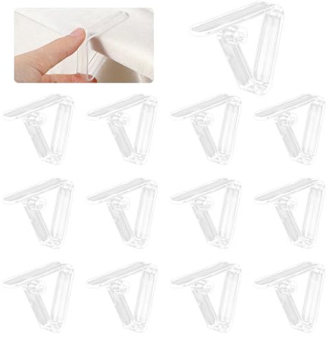 Nogeqi Lot de 12 pinces à nappe en plastique - Flexibles et mobiles - Transparentes - Pour les tables fines - Pour fête, camping