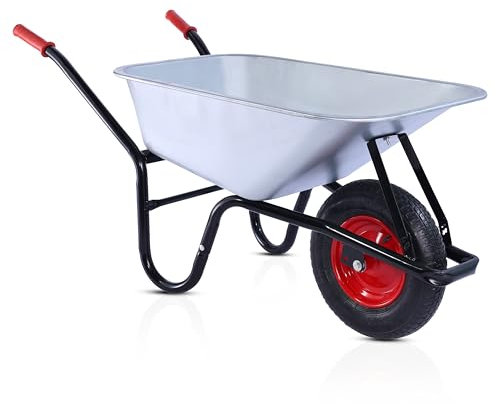 2mGoods Schubkarre Garten 110L mit Luftreifen – Gartenkarre 200 kg Tragkraft, verzinkter Stahl, rostfrei & stabil – Perfekt für Garten, BAU & Landwirtschaft (Schwarz)