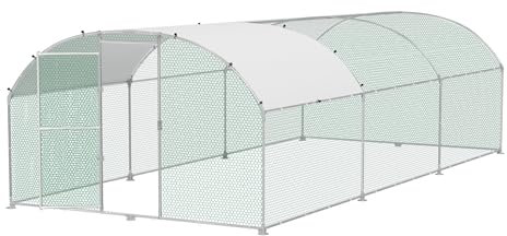 FIVMEN Hühnerstall 3x6 m Freilaufgehege Hühner Verzinkter Stahl Hühnerhaus Hühnergehege mit Bogen Sonnenschutz Dach,Tür & Riegel Stabil Geflügelstall Hühnerkäfig Kleintierstall