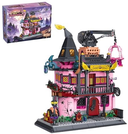 Halloween Magie Labor Mini Baustein Bausatz, Kreative Horror Haus Mikro Klemmbausteine, STEM Konstruktionen Modell Spielzeug, Sammelbare Architektur Dekoration Ideen Geschenke für Kinder Erwachsene