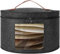Hutschachtel Rund mit Deckel Großer Foldable Hat mit Deckel Tragbarer Hutkoffer Tragegriff Klarsichtfenster Hut Aufbewahrungsboxen Stoff mit Reißverschluss Dunkelgraue Filz Aufbewahrungskorb 43*26cm