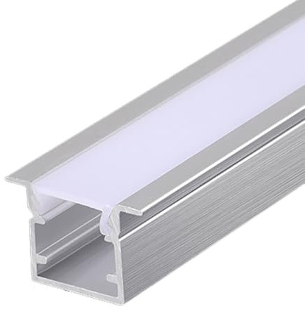 RISHORI U-Profil Alu LED Kanal 1m/3.3Ft - Einbau-Stripediffusor für Wohnzimmer Schlafzimmer Badezimmer Treppenbeleuchtung,10mm*10mm with Edge