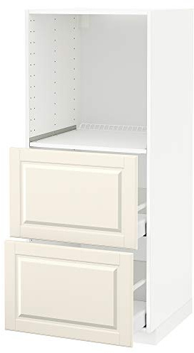 ProTuning METOD/MAXIMERA Hochschrank mit 2 Schubladen für Backofen, 60x60x140 cm, Weiß/Bodbyn Off-White