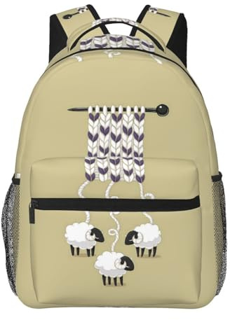 AMHMNZDXH Rucksack mit Cartoon-Schafen, Unisex, leicht, modisch, lässig, für Reisen, Camping, Business, Freizeit oder Uni, Schwarz , Einheitsgröße