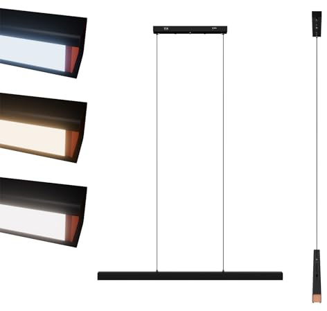 LZQ Schwarze Pendelleuchte LED Hängend 150cm, Hängeleuchte Esszimmer, Wohnzimmerlampe, IP44 Pendelleuchte Esstisch, Höhenverstellbar bis 115cm, Deckenlampe Hängend, Modernes Design(60W, Dimmbar)