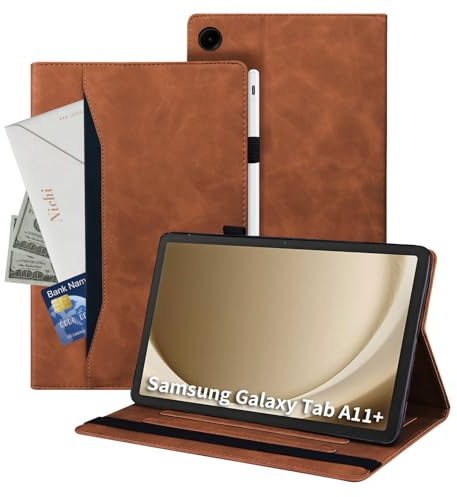 Auslbin Funda para Samsung Galaxy Tab A11+/A11 Plus 11 Pulgadas 2025 SM-X230 SM-X235 SM-X236B PU Cuero Soporte de Cubierta de Tableta Protectora Carcasa Cover Anti-Scratch con Soporte Pencil Marrón
