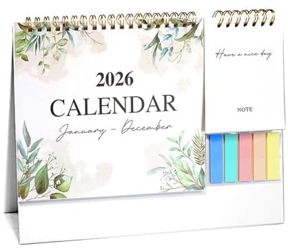 ARYIMYDP Tischkalender 2026, Stehkalender, Monatsplaner mit Fest- und Feiertagen und Notizfeld, Kalender 2026 zum Hinstellen, für Büro oder Zuhause