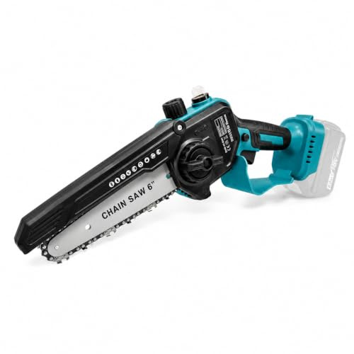 ELESKY 20CM Akku-Astsäge, Akku-Kettensäge kompatibel mit Makita 18V | Mini Kettensäge 2-in-1, automatische Kettenschmierung, werkzeuglose Kettenspannung (ohne Akku)