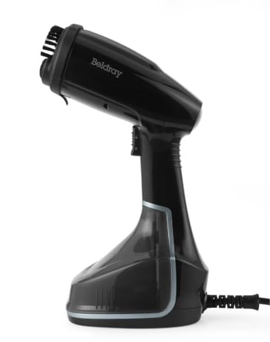 Beldray Handheld Garment Steamer 1200W With 260ml Water Tank | 2-In-1 Brush Attachment, Compact For Travel, 1.9m Power Cord, Turquoise And Black Finish, For Clothes Curtains Upholstery