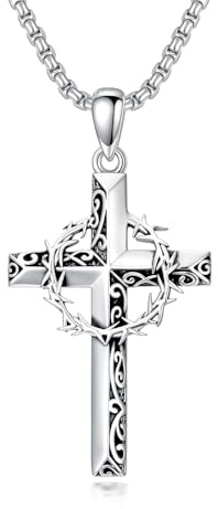 enjoylifecreative Kreuzkette für Damen und Herren 925 Sterling Silber Kreuz Anhänger Halskette Geburtstag Christlich Religiöse Schmuck Geschenke