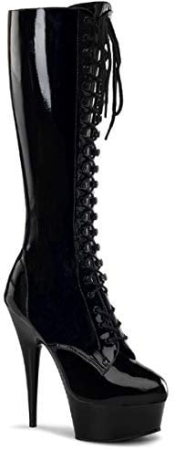 Pleaser Damen DELIGHT-2023 Kurzschaft Stiefel, Schwarz (Schwarz (Blk STR Pat/Blk)