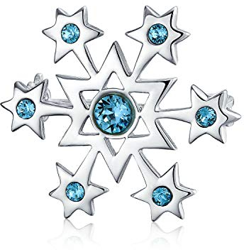 Eingefrorene Winter Aqua Ice Blue Holiday Party CZ Cubic Zirkonia Schneeflocke Brosche Weihnachtsschalnadel Für Frauen .925 Sterlingsilber