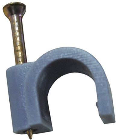 Zenitech - Pack de 20 Ganchos de Fijación Ø9mm para Cables de TV y Conductos Eléctricos - Fijación Segura con Clavos Especiales para Hormigón - Normas CE - Gris