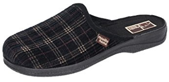 Manitu Herren Home Pantolette Pantoffeln, Schwarz, 46 EU