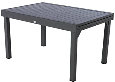 Hespéride - Table de Jardin Extensible Piazza Gris Graphite - 10 Places - Aluminium Antirouille - Meuble d'Extérieur à Rallonge Coulissante