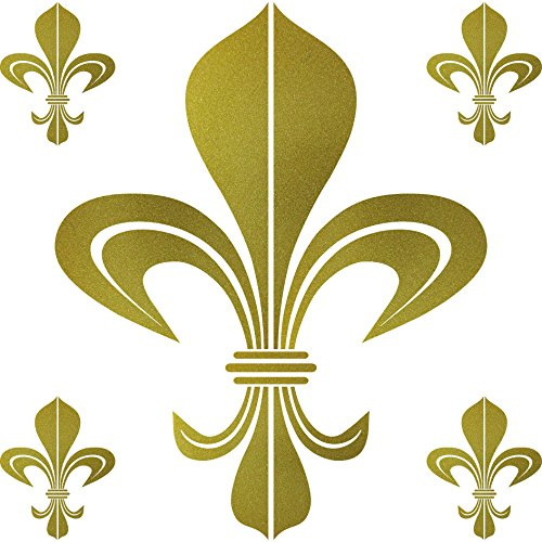 Set Lilien 1 x 30cm und 4 x 15cm Aufkleber Tattoo Bourbon Auto Tür Fenster Deko Folie (gold, Bourbon)