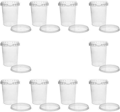 10 x Kunststoffdose Plastikbecher mit Deckel 520 ml, BPA-frei, lebensmittelecht inkl. 1 Schaufel