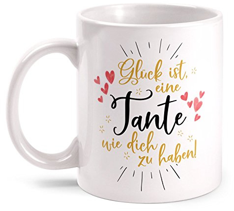 Fashionalarm Tasse Glück ist eine Tante wie dich zu haben - beidseitig bedruckt | Geburtstag Geschenk Geburt Nichte Neffe | Du bist die Beste, Farbe:weiß