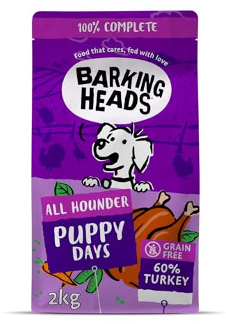 Barking Heads Puppy Days Trockenfutter für Welpen, 100% Natürliches Hundetrockenfutter mit Huhn und Lachs, Natürliche Tiernahrung für Welpen Aller Rassen, Hundefutter Getreidefrei, 2 kg
