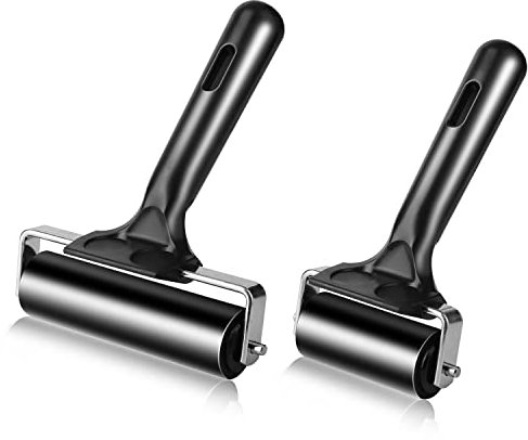 HRLORKC 2Pcs Rubber Roller Brayer Rollers Hard Rubber 4 and 2.2 Inch for Printmaking (Black) by …