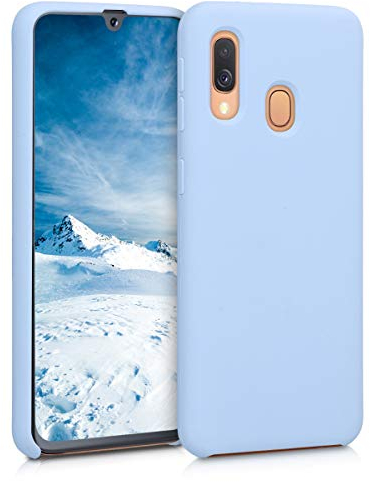 kwmobile Hülle kompatibel mit Samsung Galaxy A40 Hülle - Silikon Handy Case - Handyhülle weiche Oberfläche - kabelloses Laden - Hellblau matt