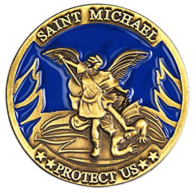 FaithHeart Saint Michael Rund Brosche Liegerung Brosche mit Geschenkebox für Damen und Herren