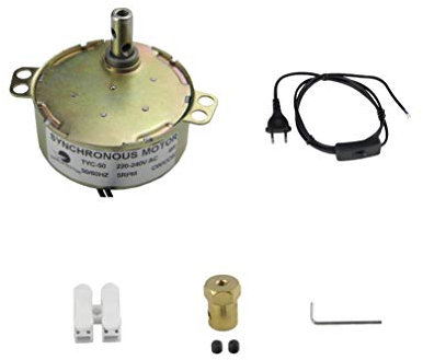 CHANCS Plattenspieler-Motor Synchronmotor TYC-50 220 V 5–6 U/min mit 7 mm flexiblem Kupplungsstecker und 1,8m Netzkabel Schalterstecker Plattenspieler-Getriebebox für Mikrowellenofen