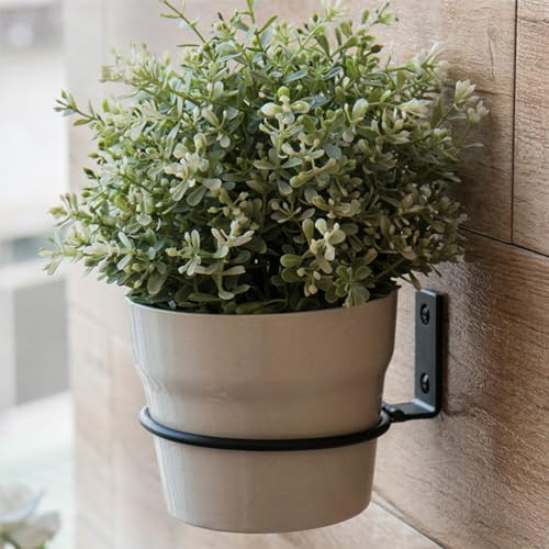 Cabilock 6PCS Pot Holder Ring 5 Inch Foldable Planter Hanging Baskets Wall Mounted Metal Plant Bracket For Home, Garden Balcony Plant Pot Hangers (Provided Screws)