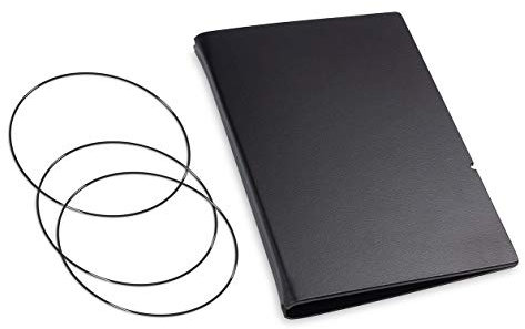 A6, revolutionäres, nachhaltiges X17-Konzept für Notizbuch Personal Organizer und Terminplaner/Hülle für 2 Hefte! Recyceltes Leder, schwarz, Made in Germany,17 Jahre Garantie*