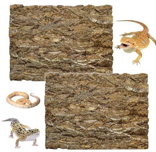 kathson 2PCS Cork Tile Background Bark 11.8”Lx7.9”W Terrarium Backdrop Wall Decor Natural Reptile Climbing Mat Habitat Decor for Spider Gecko Lizard Chameleon Bearded Dragon Turtle Snake