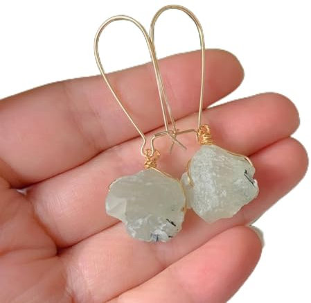 DOOLY Roher Mineralstein Bergkristall Ohrringe Natürliche Amethyste Lapis Fluorit Citrine Rosa Quarz Ohrringe Heilung