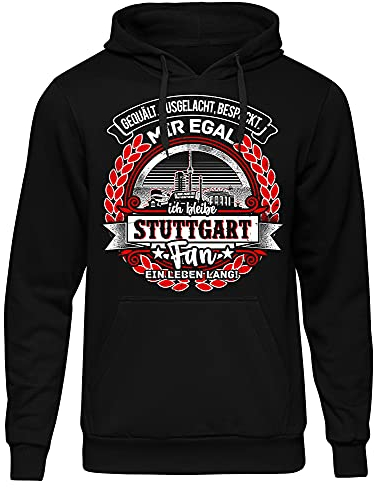 Uglyshirt87 EIN Leben lang Stuttgart Herren Kapuzenpullover | Stadt - Stuttgart Skyline - Fussball - Sport - Stuttgart Pullover - Ultras - Hoodie | Schwarz (3XL)