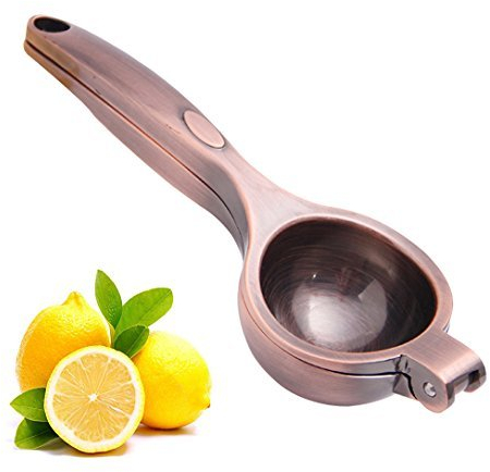Zitronenpresse aus Edelstahl/Limettenpresse Handpresse Manuelle Hand Zitruspresse Entsafter Metall – 6,9 cm extra große Schüssel strapazierfähig, leicht zu reinigen, spülmaschinenfest (Retro-Kupfer)