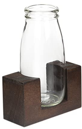 Joy Kitchen Glasvase mit Holzständer - 1er-Set | Tischdekoration | Vase Glas | Holzsockel | Blumenvase | Glasvase | Vase Glas transparent | Einmachglas
