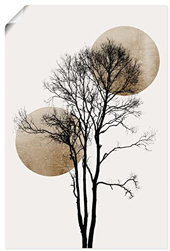 ARTLAND Wanddeko Poster & Kunstdrucke Wandposter 60x90 cm Hochformat Minimalismus Sonne Mond Baum Silhouette U3XE