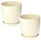 Kotarbau® - Vaso da fiori in ceramica per piante con vassoio antigoccia, diametro di 17 cm, colore beige, set da 2