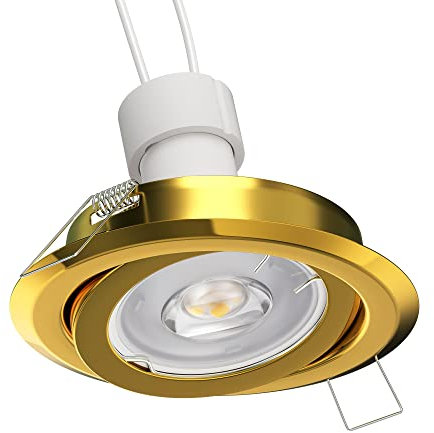 ledscom.de Deckeneinbaurahmen FABI, rund, schwenkbar, gold glänzend (GU10/MR16/GU5,3/50mm), PAR16, warmweiß, 5,473W, 468lm, 33°