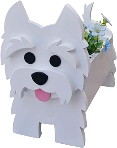 matago Dog Planter Pot - Animal Planter Plant Pots | Cute Dog Plants Container Holder for Garden Flower Cactus Air Plants, Outdoor Decorations, West Highland White