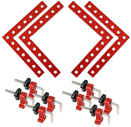 90 Grad Winkel-Klemme,CEIEVER Winkelklemmen mit 4 Quadraten 8 Klammern 140 * 140mm 90 Grad Rechts Winkel Klemmen für Holzarbeitung Zimmermannswerkzeug(2)