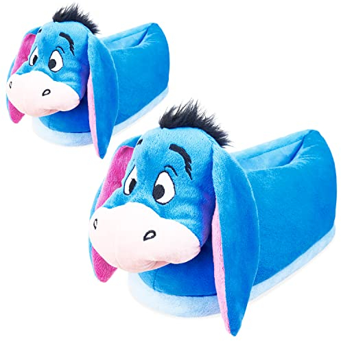 Disney Chaussons Femme Chaussons Peluche Adulte Rigolo Idée Cadeau Stitch Bourriquet Baby Yoda (Bleu Eeyore, 40-41)