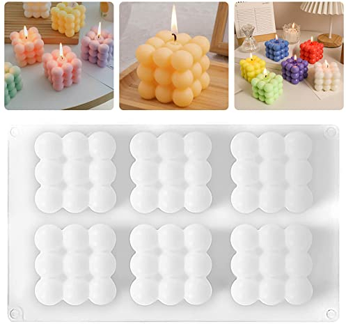 Moldes de velas de silicona 6 en 1, hecho a mano, molde de fundición de velas, molde para hornear 3D, molde para velas, velas perfumadas, cera de soja, jabón hecho a mano, chocolate y pasteles