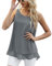Yommay Débardeur en mousseline de soie pour femme, élégant, sans manches, business, décontracté, tunique, fluide, gris, S