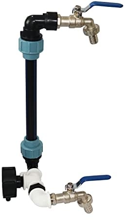 IBC Schwanenhals Messing Wasserhahn,3/4 IBC Adapter S60x6 IBC Verbindungsset, IBC Adapter Mit Auslassventil 3/4 Zoll Schwanenhals 2-Wege-Messinghahn Für IBC Regentonne Wassertank