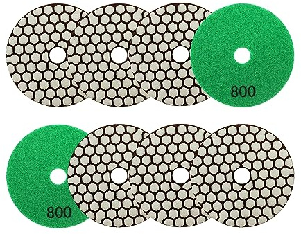 Trocken Diamant Polierpad 100mm 8 Stücke Körnung 800 Polierscheiben für Granit Marmor Kunststein Quarz für Winkelschleifer SANLEETEK
