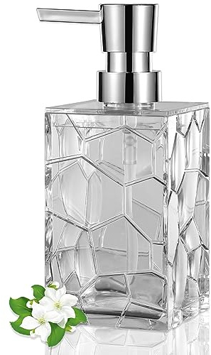 Hand Soap Dispenser, Clear Acrylic Plastic Liquid Pump Bottles Refillable Lotion Dispenser for Bathroom Decor Kitchen College Dorm
