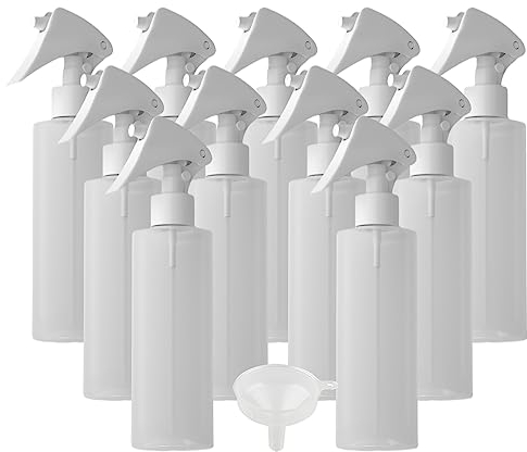 LusDoly 12 Stück, 250ml Transparent Plastik Kunststoff Sprühflasche Nachfüllbar Tragbares Sprühflasche für Pflanzen Blumen Reinigung Outdoor Sportarten oder Flugreisen